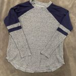 American Eagle Women's Navy & Grey Waffle Knit Raglan Long Sleeve Top Size XS Photo 0