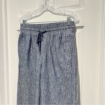 Quince 100% European Linen Wide Leg Pants Chambray Blue Stripe Medium Pull On Photo 2