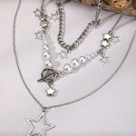 ⭐️⭐️⭐️BOGOHO⭐️⭐️⭐️Silver and Pearl Star Necklace Silver Photo 3