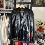 Dennis By Dennis Basso Croc Embossed Faux Leather Blazer Jacket Black Womens 16 Photo 1