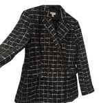 ON 34th Black White Tweed Double Breasted Blazer Jacket Women Size 6 Classic Photo 1
