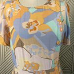 ZARA Dress Allover Floral Print Retro Button Pastel Multicolor Size Medium Photo 4