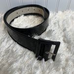 Black Patent Leather Wide Quilt Textured Belt Small Photo 4