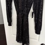 Vera Wang  Black Sequin Long Sleeve Dress Photo 3