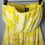 Vince Camuto Yellow Floral Chiffon Strapless Asymmetrical Dress Womens Size 10 Photo 2