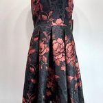 Eliza J Dark Gray and Rose Floral High Low Sleeveless Whimsigoth Formal Dress by  Photo 0