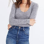 Madewell Women's Song Scoop Bodysuit Stretch Light Heather Gray Size Ms Photo 0