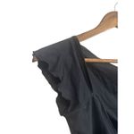 Armani Exchange Black Top Square Neck Flutter Sleeve Drawstring Tie Front Blouse Cute Photo 2