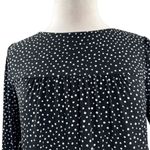 Monteau Women's Size XL Black Polka Dot Long Sleeve Tiered Babydoll Top Casual Photo 2