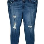 Torrid 24R Straight Leg Jeans Distressed Stretch Zip-Fly Hi-Rise Whiskered Blue Photo 0