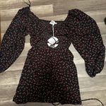 Princess Polly Mini Black and Red Floral Dress Photo 0