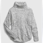 Gap  Cable Knit Turtleneck Sweater Gray S Distressed Chunky Oversized Knit Cozy Photo 0