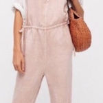 Free People Bare With Me Linen Blend Jumpsuit Blush Pink XS Photo 0
