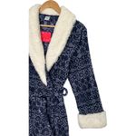 New Ulta Beauty Robe Womens S M Blue White Sherpa Belted Fleece Fair Isle Cozy Photo 5