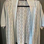Cyrus Short Sleeve Light Blue Open Knit Cardigan | Size 1x Photo 0