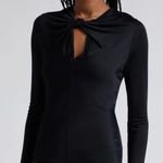 Farm Rio Cutout Bodysuit Black Size Medium NWT Knot Long Sleeve Photo 2