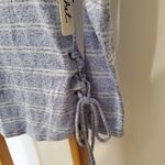 Crochet Blue Striped Long Sleeve Shirt Side Tie Medium Photo 4