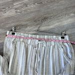 Briggs New York Beige & gray striped linen wide leg crop pants coastal Photo 4