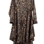 Leopard Print High Low Tunic Dress Medium Oversized Button Down Animal Print Top Brown Photo 0