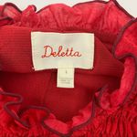 Anthropologie  Deletta Epona Tropical Bird Floral Mock Sleeveless Top Red Photo 10