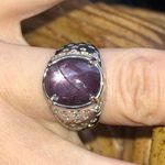 Natural Star Ruby Moissanite Sterling Silver Ring Purple Size 6 Photo 0