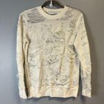 IRO Sweatshirt Cream/White Kismet Shredded Crew Neck Long Sleeve Top Sz XS GUC Photo 3