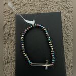 Icing NWT Iridescent Beaded Cross Elastic Bracelet Photo 0