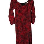 Leith Red Black Splatter Print Square Neck Long Sleeve Midi Dress Sz S Women’s Photo 0