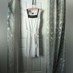 Talbots  Cotton White boho embroidered square neck Midi Dress Sundress SZ 14 Belt Photo 1