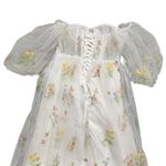 Women's Floral Embroidered Corset Maxi Puff Sleeve Dress in White, Size 12​​ White Photo 3