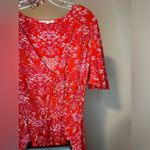 Abel the label  V Neck BOHO Maxi Dress Floral Short Sleeve Smocked High Low sz M Photo 5