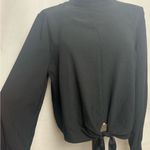 Avec Les Filles  Black Tie Front Blouse long sleeve peekhole back Size L NWT Photo 5