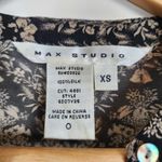 Max Studio Silk Blouse Black Beige Sheer Ruffle Victorian Boho Dark Academia SM Photo 2