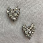 Vintage Rhinestone Silver Heart V Clip Earrings Photo 3