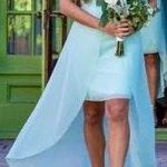 David's Bridal Teal High Low Bridesmaid Dress Photo 0