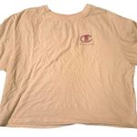 Champion  Cropped Beige T-Shirt with pale pink logo Photo 0