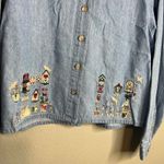 Christopher & Banks Christopher Banks Denim Shirt Size L Embroidered‎ Button Up Boxy Crop Cottage Photo 3