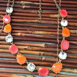 J.Crew  Stunner Orange & Rhinestone Necklace Photo 4