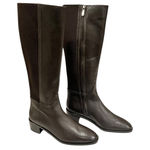 Aquatalia  Ricardo Leather Boots Brown Riding Block Heel Tall Knee Size 8 Photo 0