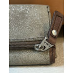 Fossil Genuine Leather Suede Trifold Wallet Zipper Coin Pocket Photo 4