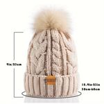 Winter Cozy Warm Pom Pom Black Beanie Hat Cable Knit Fleece Lined Ski NWT Photo 4