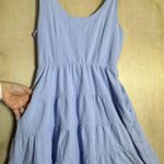 Aura Blue Tiered Midi Sundress Casual Photo 6