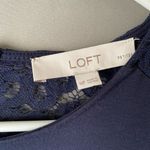 Loft sz M lace sleeve shift navy mini dress Photo 3