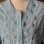Bob Mackie wearable art Light Blue Embroidered Short Sleeve Shirt size 3x Photo 2