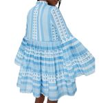 Tuckernuck Hyacinth House Blaine Mini Dress Blue White Bell Sleeve Boho Chic Size Small Photo 3