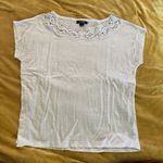 CHAPS  Denim Women's Medium Lace T-Shirt White Jersey Knit Blouse Stretch Photo 0