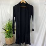 Venini Black Ribbed Open Front Long Sleeve Knit Duster Cardigan Sweater M Size M Photo 1