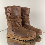 Skechers Y2K 90’s Chestnut Brown Shimmer Chunky Leatheresque Keepsakes Boots Photo 1