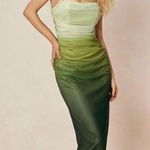 Micas Ombré Print Mesh Elegant Ombre Green Dress Photo 0