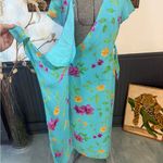 Vintage David Warren Bright Floral Wrap Dress ~ Size 6 💚🍄 Blue Photo 2